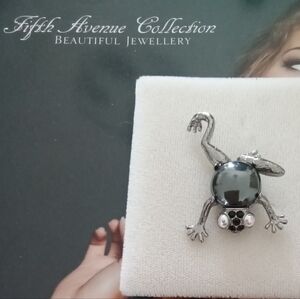Fifth Avenue Collection Hematite Frog Brooch